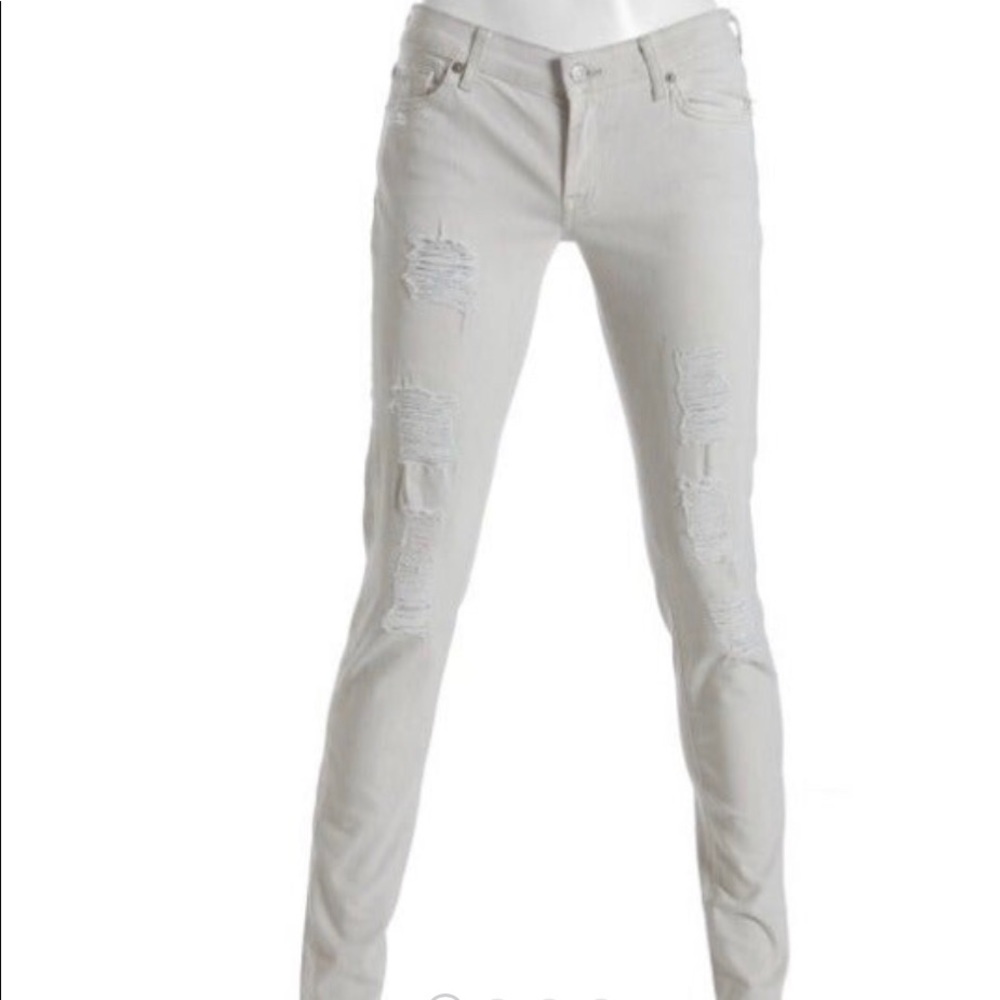 7 For All Mankind Distressed Roxanne Skinny Jeans